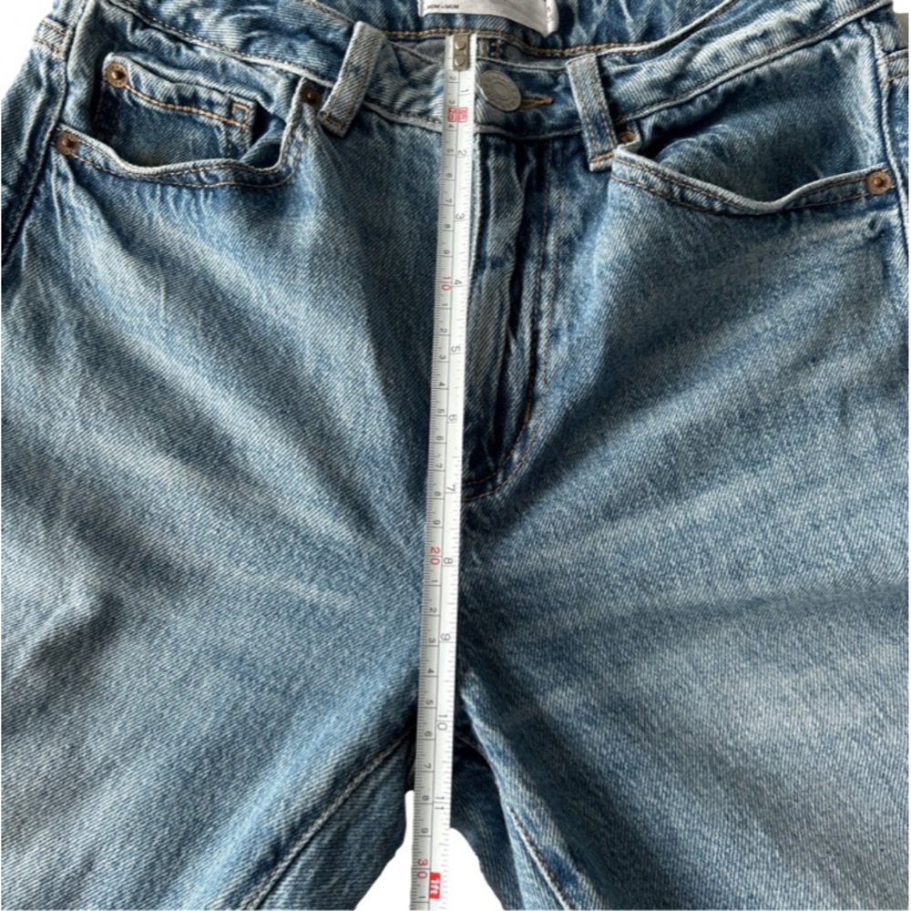 💕 Garage Mom Jeans Straight Leg Raw Hem Medium Wash Size 1 - Picture 5 of 13